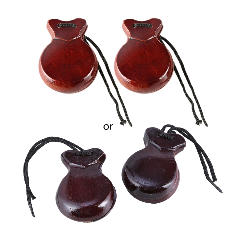 Musical Instrument Clapper - 2 adet ahşap İspanyol Castanets dize
