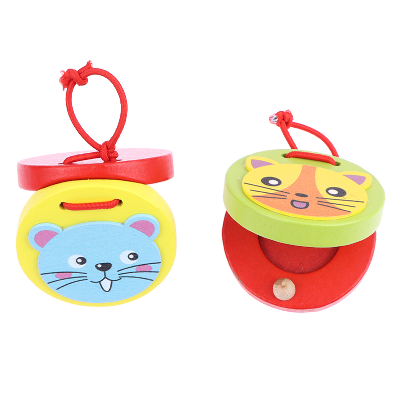 Musical Instrument Clapper - 1 Adet Çocuk Karikatür Ahşap Timsah/Yuvarlak